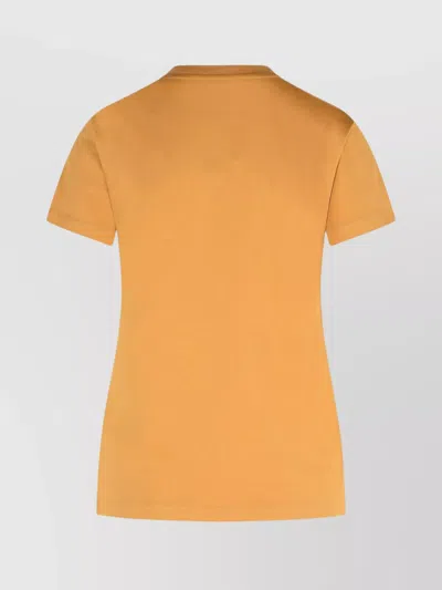 Max Mara Cotton T-shirt With Chest Pocket Detail In Orange