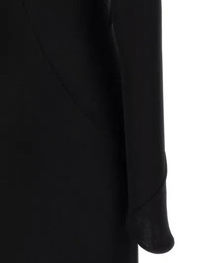 Attico Asymmetrical V-neck Dress With Flared Train In Black