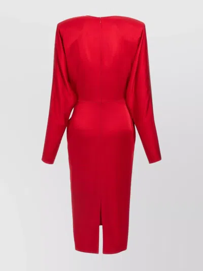 Stella Mccartney Satin Midi Dress Draped Front In Red