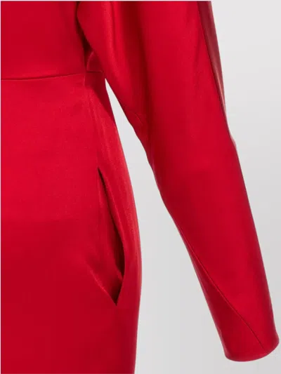 Stella Mccartney Satin Midi Dress Draped Front In Red