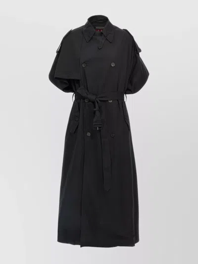 Balenciaga Stole Trench Coat Belted Waist In Black