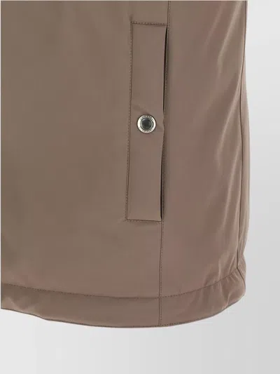 Brunello Cucinelli Quilted High Collar Sleeveless Vest In Brown