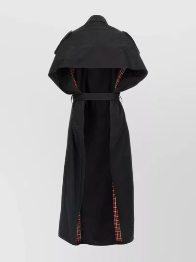 Balenciaga Stole Trench Coat Belted Waist In Black
