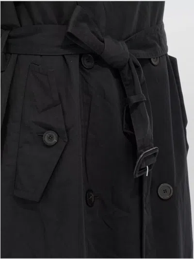 Balenciaga Stole Trench Coat Belted Waist In Black