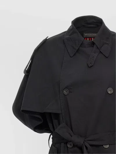 Balenciaga Stole Trench Coat Belted Waist In Black