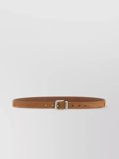 Brunello Cucinelli Suede Belt With Metal Buckle And Multiple Holes