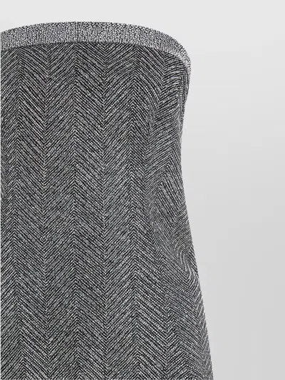 Ermanno Scervino Rhinestone-embellishment Herringbone-pattern Maxi Dress In Gray