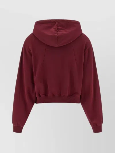 Rotate Birger Christensen Ribbed Cuffs And Hem Hoodie With Drawstring Hood In Burgundy