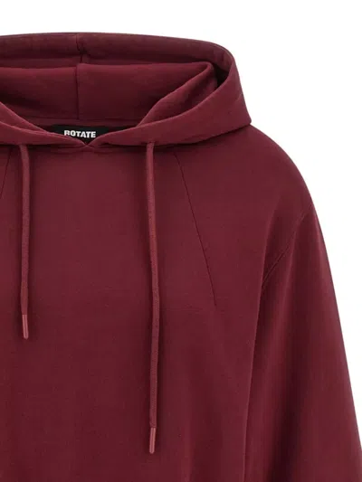 Rotate Birger Christensen Ribbed Cuffs And Hem Hoodie With Drawstring Hood In Burgundy