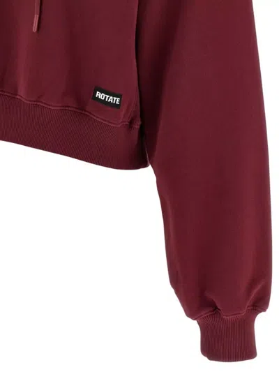 Rotate Birger Christensen Ribbed Cuffs And Hem Hoodie With Drawstring Hood In Burgundy