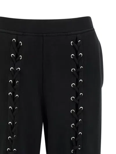 Rotate Birger Christensen Wide Leg Lace-up Joggers With Side Pockets In Black