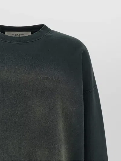 Golden Goose Crew Neck Sweatshirt With A Distressed Effect In Brown