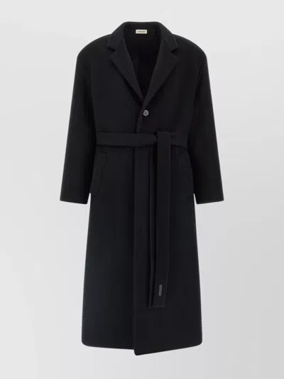 Fear Of God Belted Long Coat Lapel In Black
