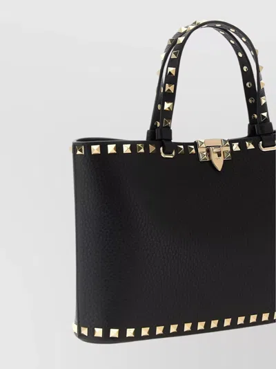 Valentino Borsa A Mano Rockstud In Pelle Nera  Donna