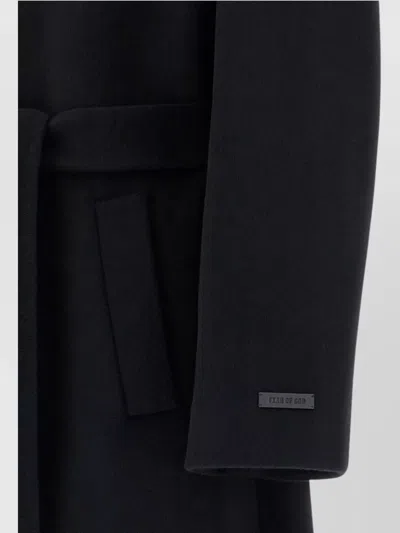Fear Of God Belted Long Coat Lapel In Black