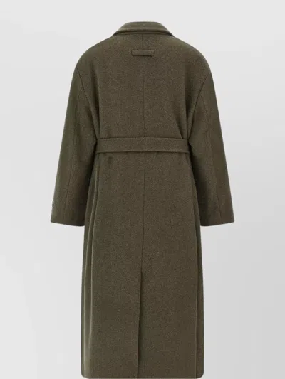 Fear Of God Long Length Belted Coat With Back Vent In Green