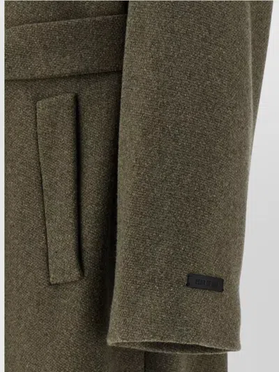 Fear Of God Long Length Belted Coat With Back Vent In Green