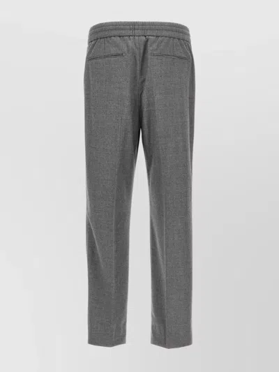 Brioni Elastic Waistband Trousers With Side And Back Pockets In Gray