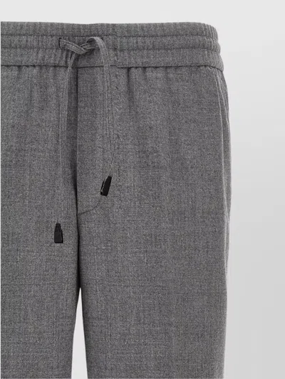 Brioni Elastic Waistband Trousers With Side And Back Pockets In Gray