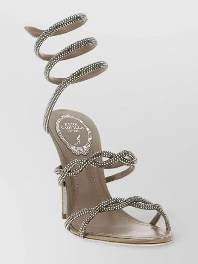 René Caovilla 110mm Crystal-embellished Spiral-wrap Sandals In White