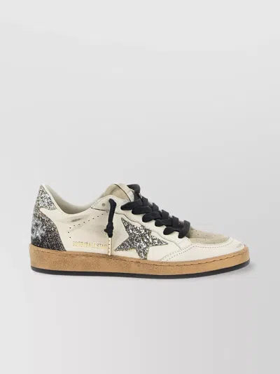 Golden Goose Ball Star Sneakers In Vintage Effect Leather And Suede With Glittered Star And Heel Tab