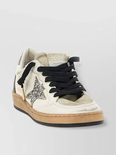 Golden Goose Ball Star Sneakers In Vintage Effect Leather And Suede With Glittered Star And Heel Tab