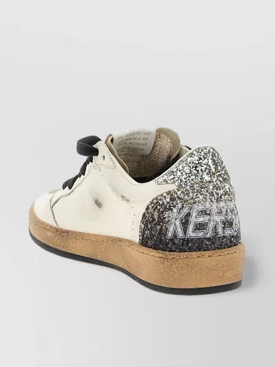 Golden Goose Ball Star Sneakers In Vintage Effect Leather And Suede With Glittered Star And Heel Tab