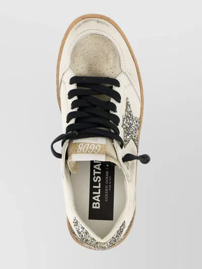 Golden Goose Ball Star Sneakers In Vintage Effect Leather And Suede With Glittered Star And Heel Tab
