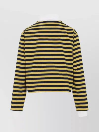 Miu Miu Contrast Collar Striped Cotton Polo