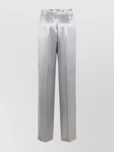 Alberta Ferretti High-waisted Silver Trousers With Tailored Fit In Gray