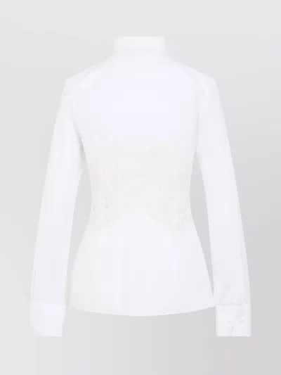 Ermanno Scervino Cotton Shirt Lace Detailing In White