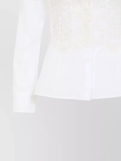 Ermanno Scervino Cotton Shirt Lace Detailing In White