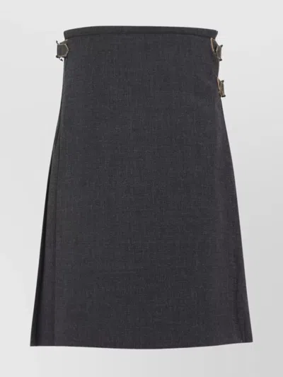 Prada Wool Pleated Midi Skirt