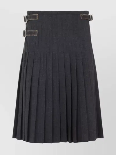 Prada Wool Pleated Midi Skirt
