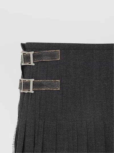 Prada Wool Pleated Midi Skirt