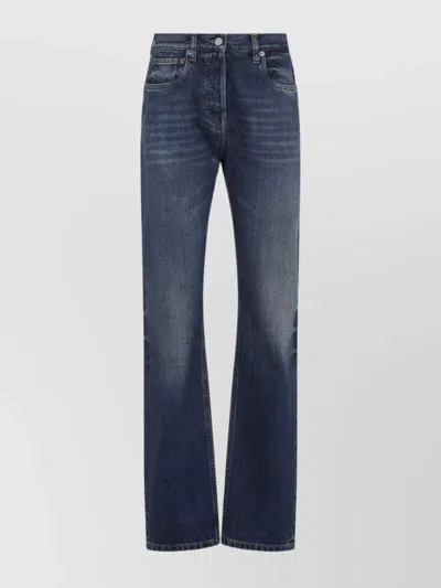 Prada Low-waist Tapered Bleached Denim Trousers