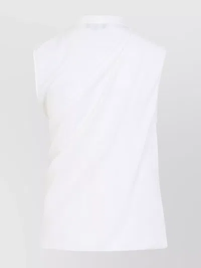 Giorgio Armani Draped Silk Shirt With High Collar In White