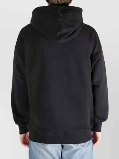 Y-3 Graphic-print Black Cotton Hoodie With Drawstring Hood In Black