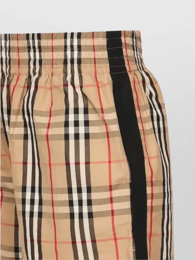 Burberry Elastic Waistband Checked Shorts With Side Stripe