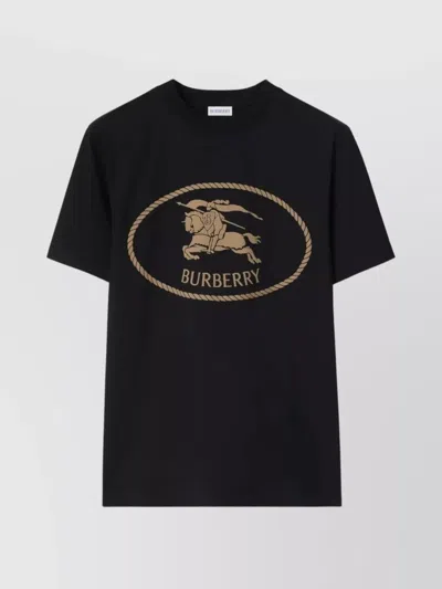 Burberry Cotton T-shirt With Knight Stamp In Black