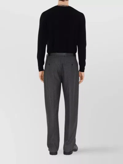 Burberry Crew Neck Knitwear With Distinctive Patterned Collar