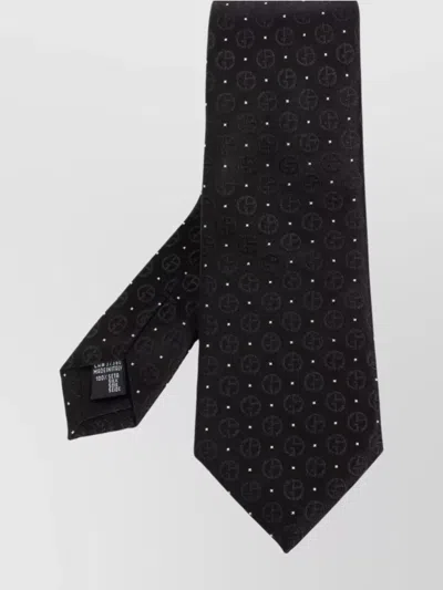 Giorgio Armani Pointed Tip Patterned Silk Tie In Black