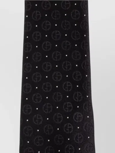 Giorgio Armani Pointed Tip Patterned Silk Tie In Black