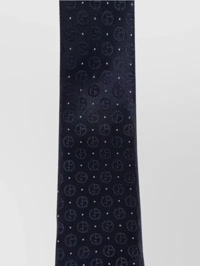 Giorgio Armani Signature Logo Pattern Silk Tie In Blue