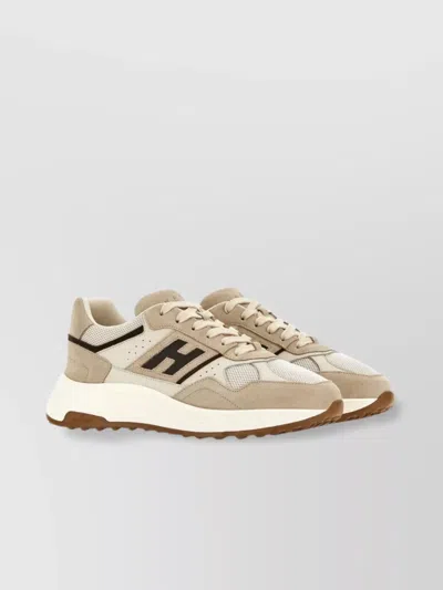 Hogan Suede, Smooth Leather And Mesh Hyperlight Sneakers In Neutral