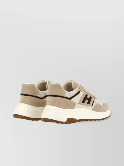 Hogan Suede, Smooth Leather And Mesh Hyperlight Sneakers In Neutral