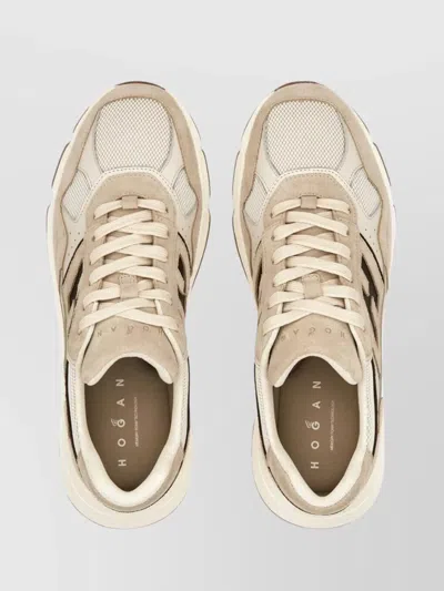 Hogan Suede, Smooth Leather And Mesh Hyperlight Sneakers In Neutral