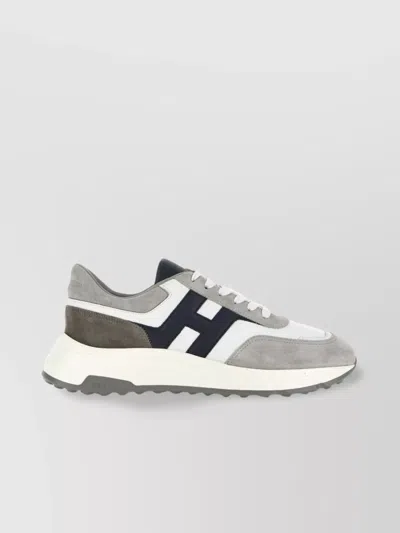 Hogan Round Toe Rubber Sole Panelled Design Sneakers In Gray