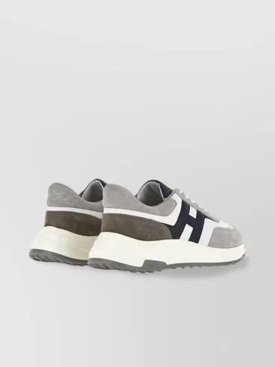 Hogan Round Toe Rubber Sole Panelled Design Sneakers In Gray