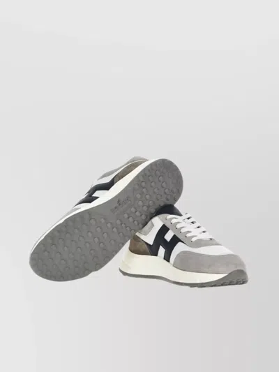 Hogan Round Toe Rubber Sole Panelled Design Sneakers In Gray